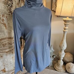 Chic Slate Blue Long Sleeve Women's Top